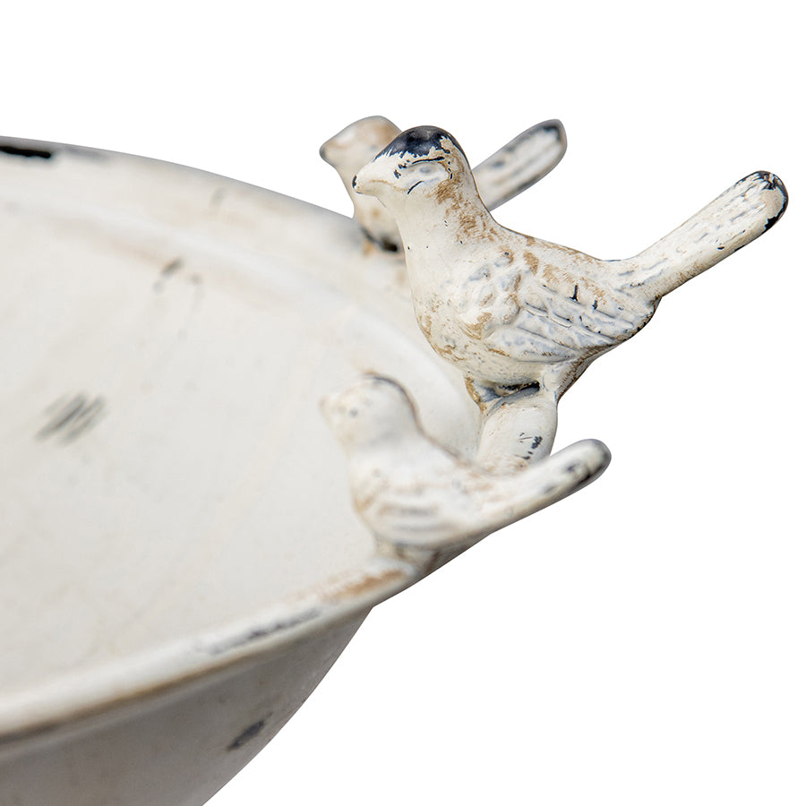 Willow &amp; Silk Birdbath Stand Decorative Large 76cm Antique White