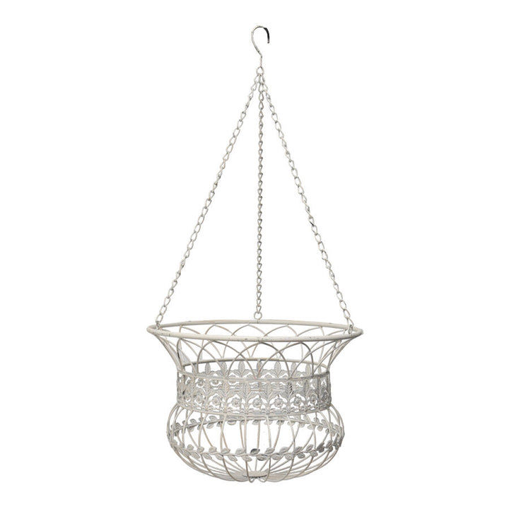Willow &amp; Silk Antique White Outdoor Hanging Baskets Set of 2