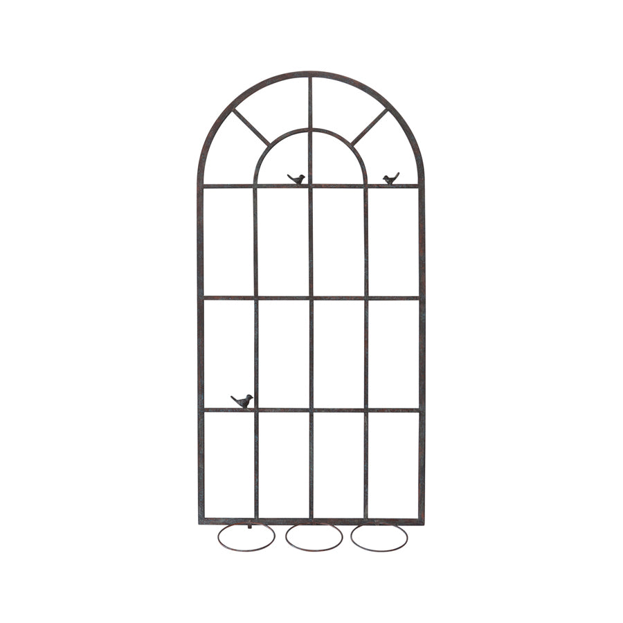 Willow &amp; Silk Wall Art French Window 130cm Rusty Green W/15cm Potholders