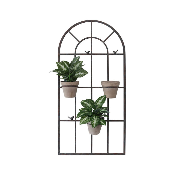 Willow &amp; Silk Wall Art French Window 130cm Rusty Green W/15cm Potholders