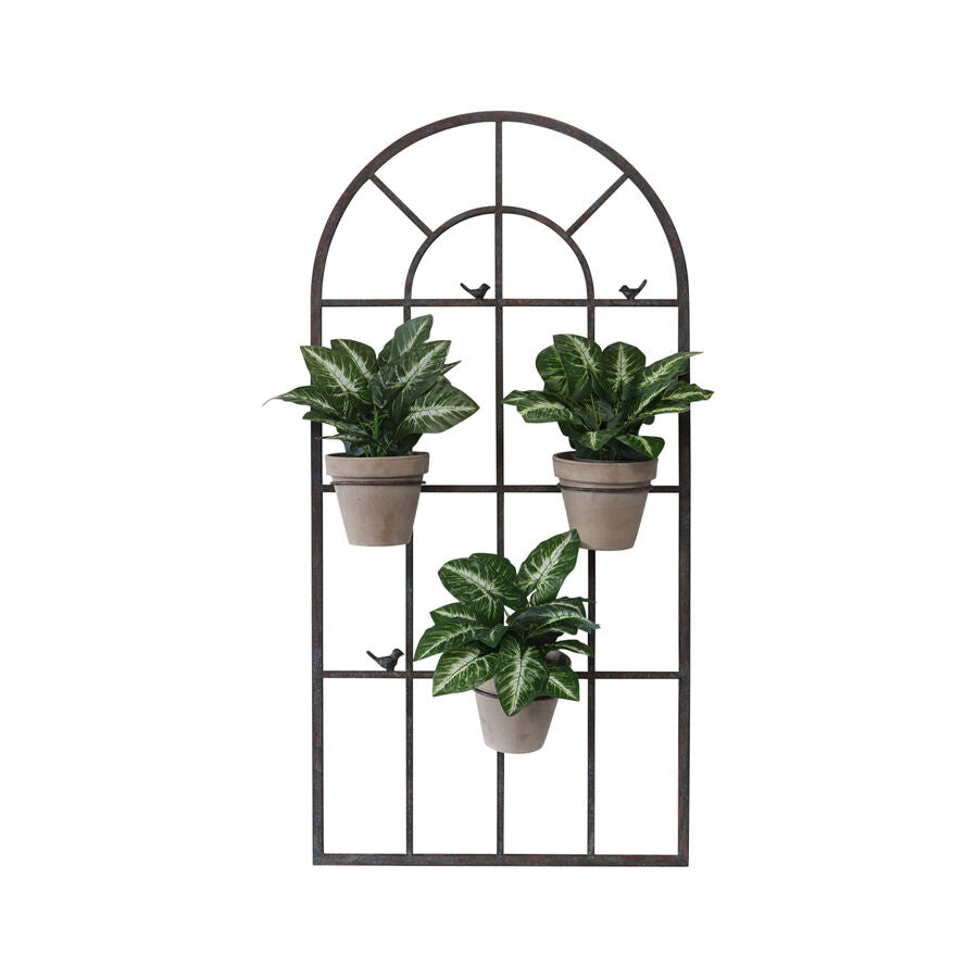 Willow &amp; Silk Wall Art French Window 130cm Rusty Green W/15cm Potholders