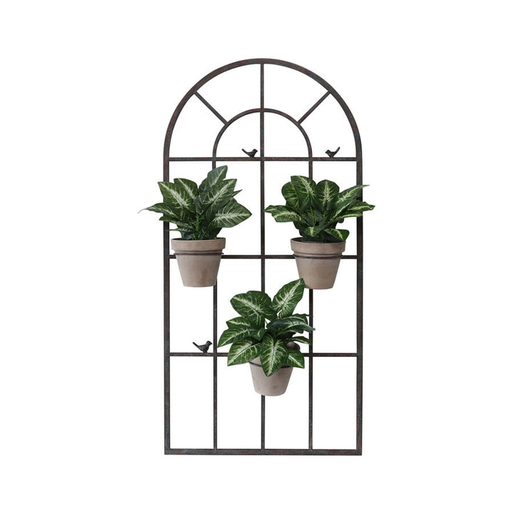 Willow &amp; Silk Wall Art French Window 130cm Rusty Green W/15cm Potholders
