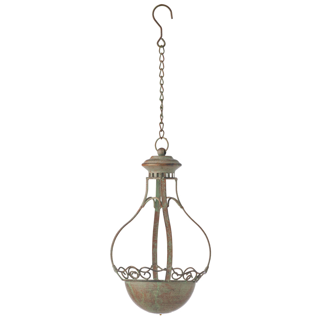 Willow &amp; Silk Metal 57cm Hanging Antique Green Provence Classic Pot/Planter