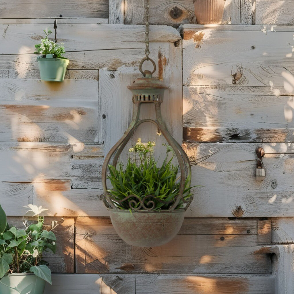 Willow &amp; Silk Metal 57cm Hanging Antique Green Provence Classic Pot/Planter
