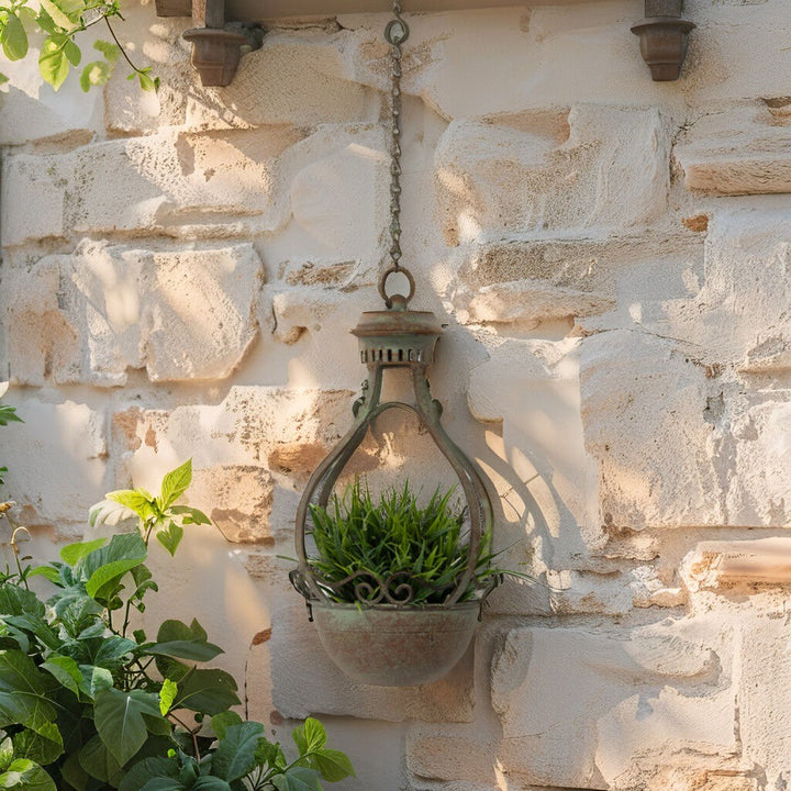 Willow &amp; Silk Metal 57cm Hanging Antique Green Provence Classic Pot/Planter