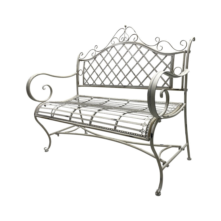 Willow &amp; Silk French Provincial Garden Bench Seat - Antique White