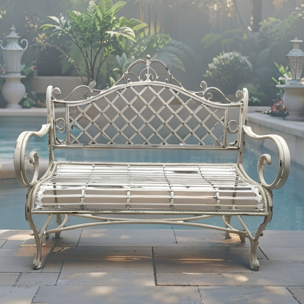 Willow &amp; Silk French Provincial Garden Bench Seat - Antique White