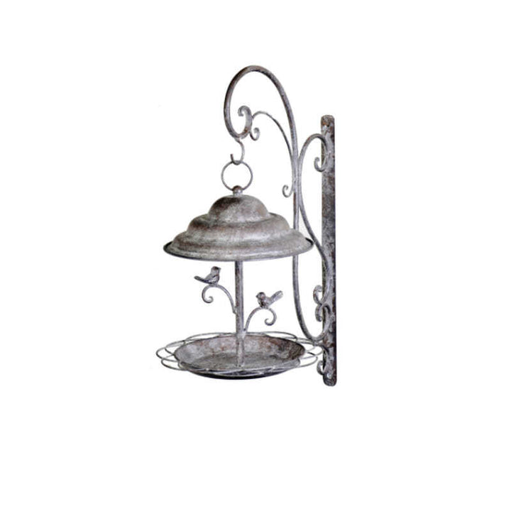 Willow &amp; Silk Metal 63cm Wall Mounted Garden Bird Feeder w/Birds On Bracket
