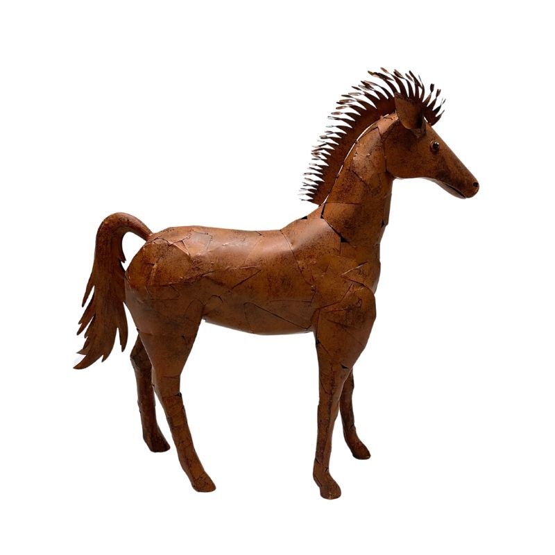 Willow &amp; Silk Metal Rust Horse Statue 57x14.5x59cm