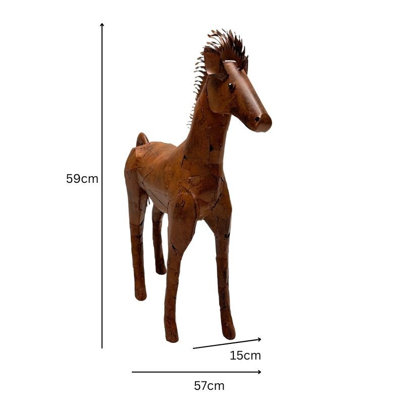 Willow &amp; Silk Metal Rust Horse Statue 57x14.5x59cm
