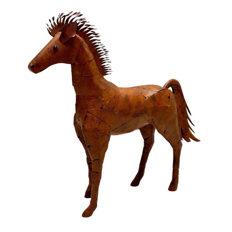 Willow &amp; Silk Metal Rust Horse Statue 57x14.5x59cm