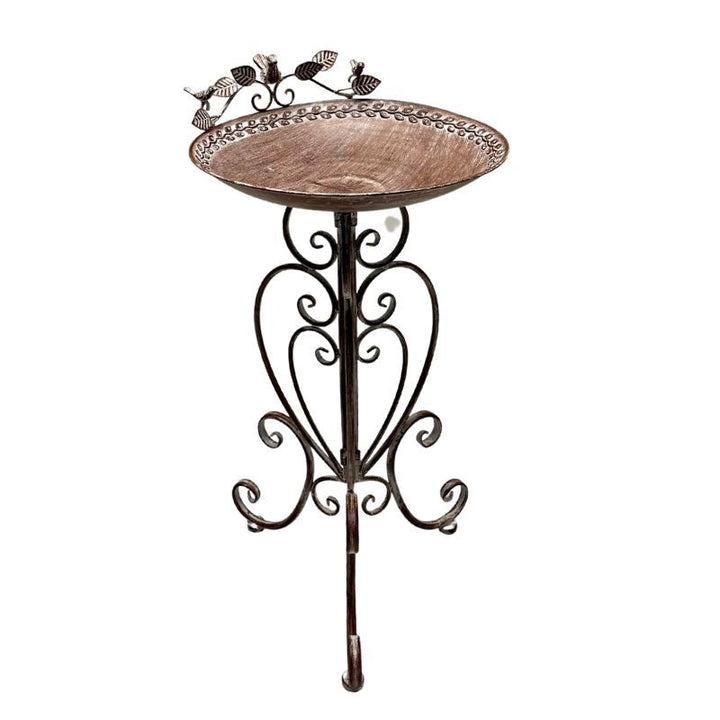 Willow &amp; Silk Leafy Birdbath/Feeder w/Embellished Legs 47x41x80cm
