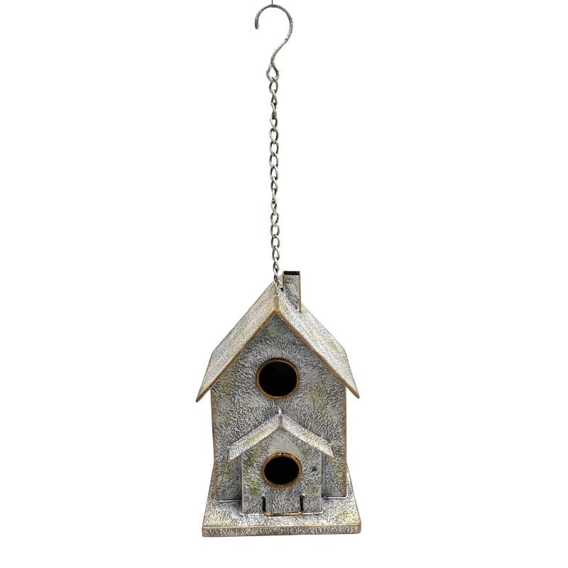Willow &amp; Silk Hanging Two-Storey Birdhouse 16x15x45cm