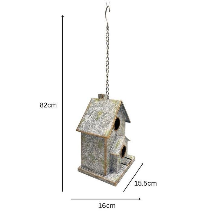 Willow &amp; Silk Hanging Two-Storey Birdhouse 16x15x45cm