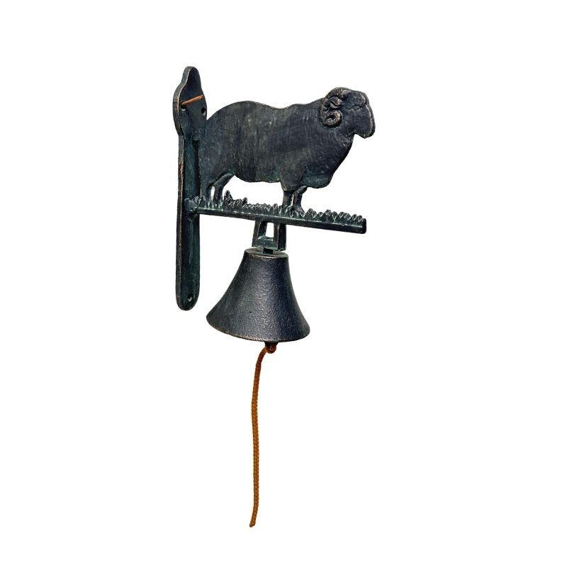 Willow &amp; Silk Cast-Iron Merino Ram Doorpost Bell 18.5x8.5x30cm
