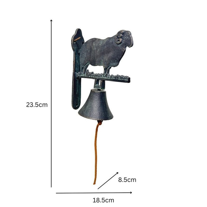 Willow &amp; Silk Cast-Iron Merino Ram Doorpost Bell 18.5x8.5x30cm