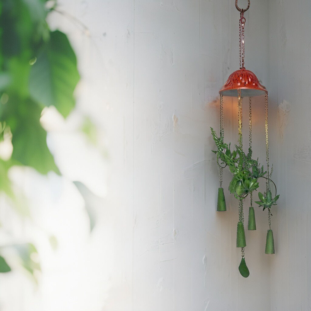Willow &amp; Silk Hanging Birds Chime w/Bell 13x13x80cm