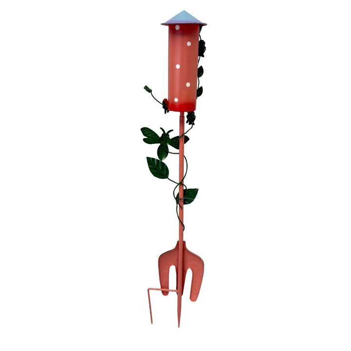 Willow &amp; Silk Colourful Birdhouse Stake w/GardenFork 17x10x91cm