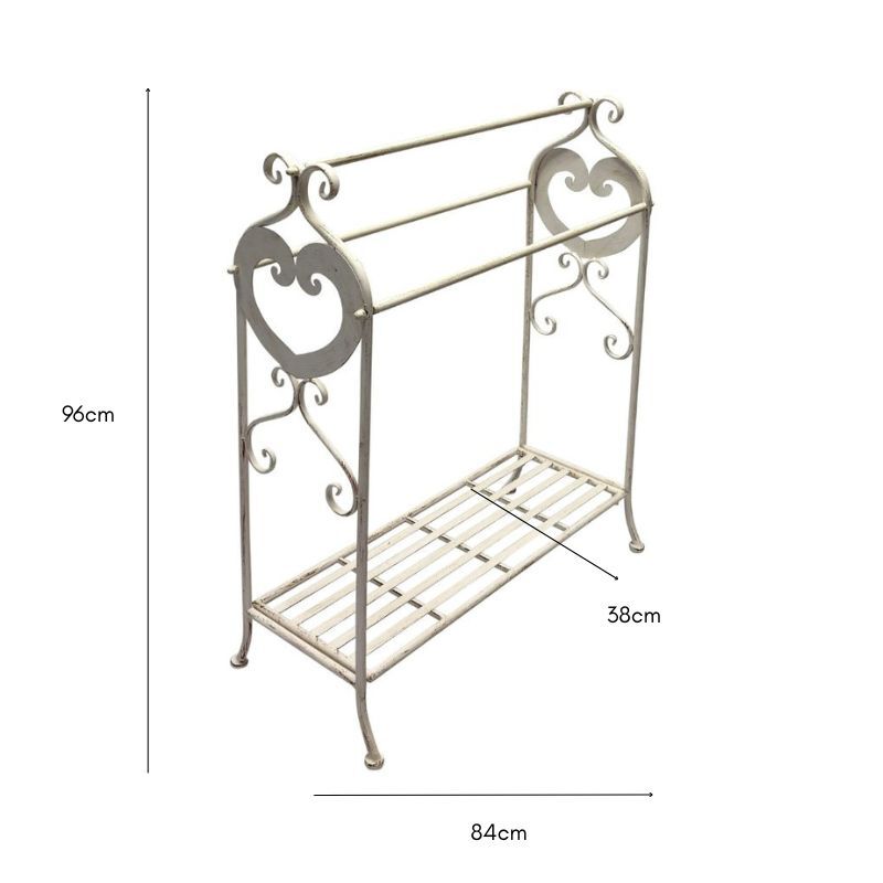 Willow &amp; Silk Large Fleur Towel Stand w/Shelf 84x38x96cm