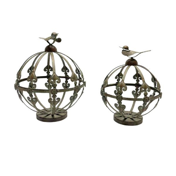 Willow &amp; Silk S/2 Aviary Ball Planters 34x40/29x37cm