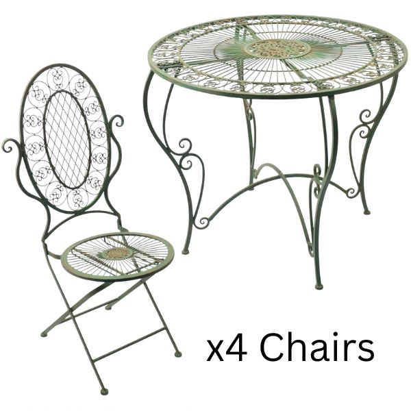 Willow &amp; Silk XXL Windsor Outdoor Table With 4 Chairs 90X76CM/53X48X108CM