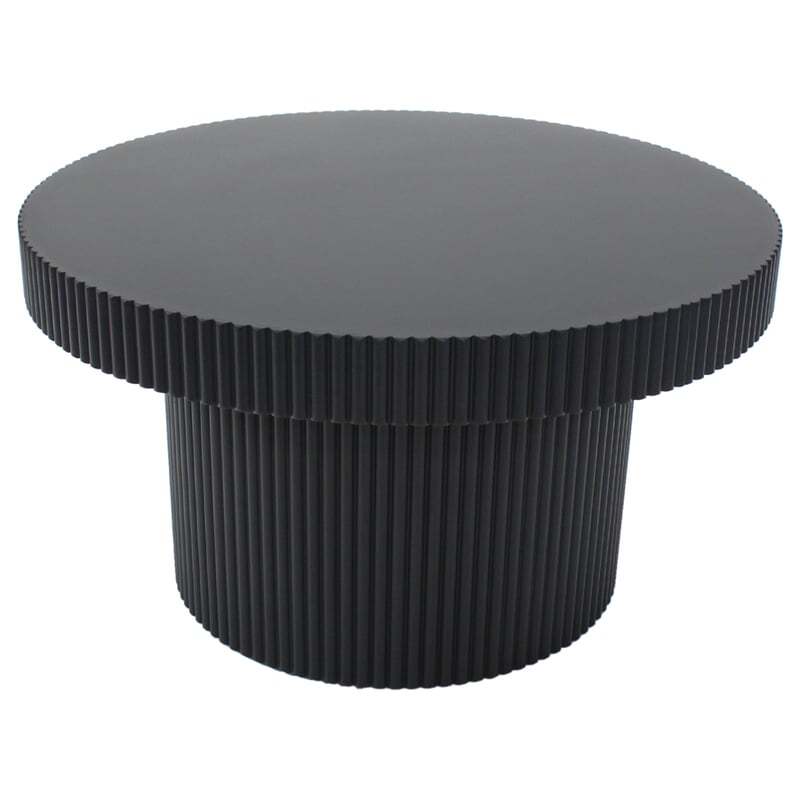 Willow &amp; Silk Wooden 70cm Black Round Fluted Coffee/Side Table
