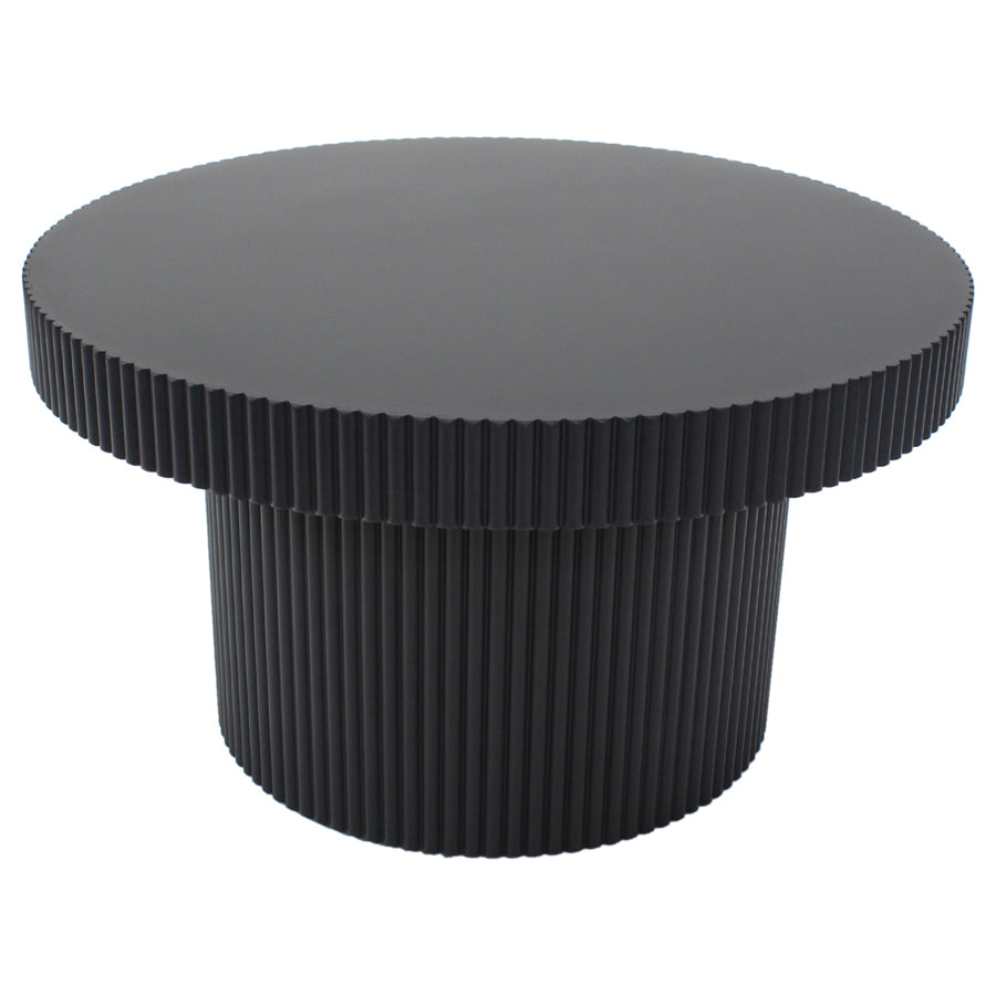 Willow &amp; Silk Wooden 70cm Black Round Fluted Coffee/Side Table