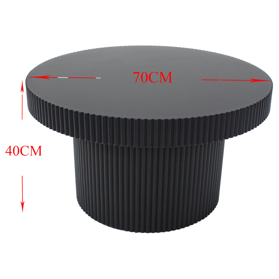 Willow &amp; Silk Wooden 70cm Black Round Fluted Coffee/Side Table