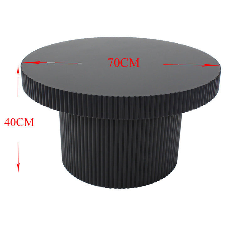 Willow &amp; Silk Wooden 70cm Black Round Fluted Coffee/Side Table
