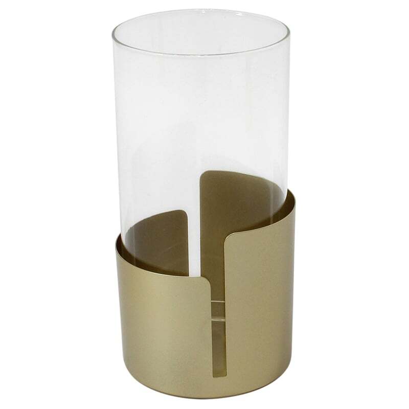 Willow &amp; Silk Metal 25cm Golden Pillar Candle Holder