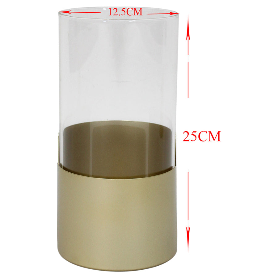 Willow &amp; Silk Metal 25cm Golden Pillar Candle Holder