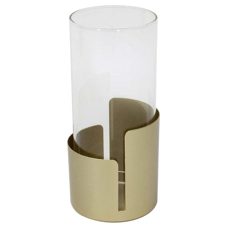 Willow &amp; Silk Metal 20cm Golden Pillar Candle Holder