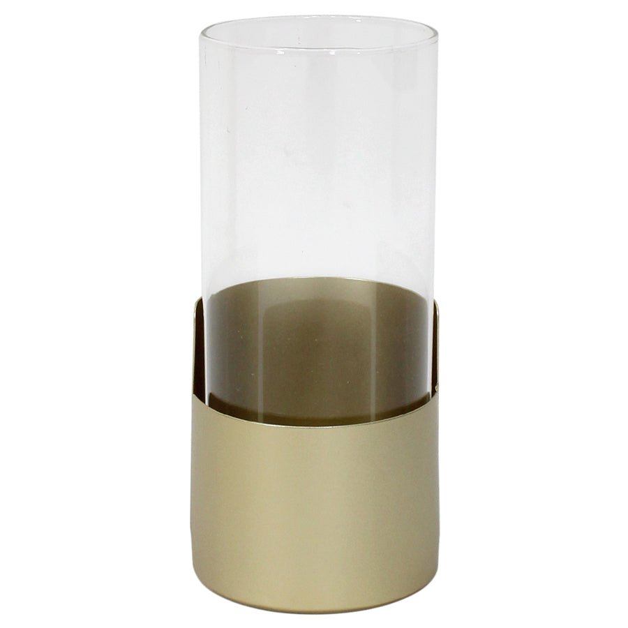 Willow &amp; Silk Metal 20cm Golden Pillar Candle Holder