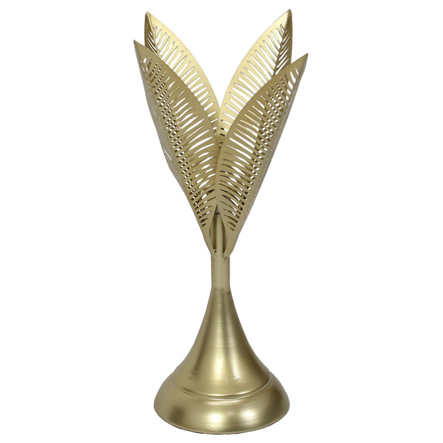 Willow &amp; Silk 40cm Golden Leaves Taper Candle Holder