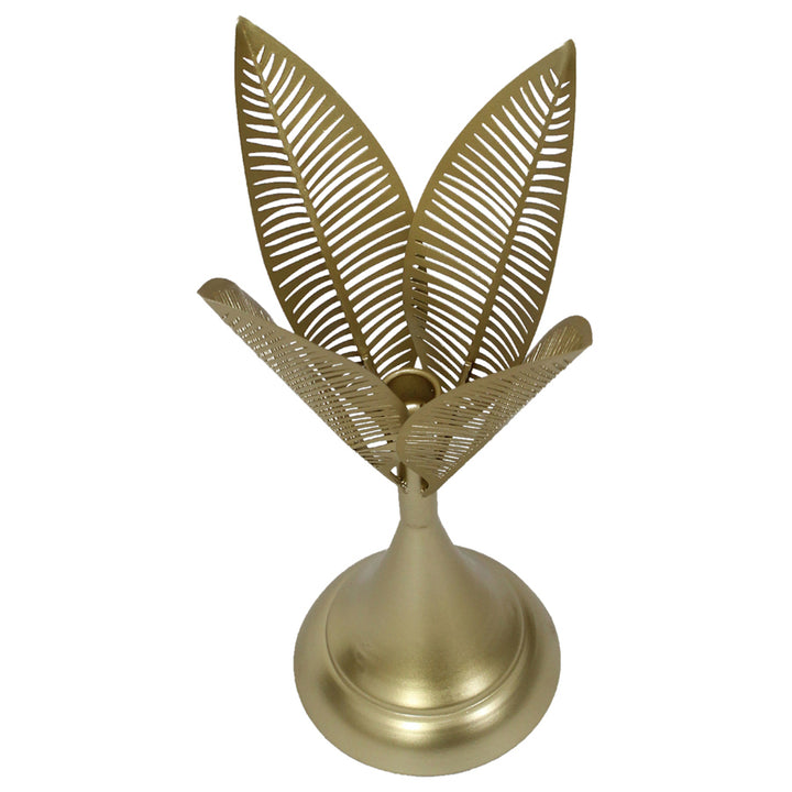 Willow &amp; Silk 40cm Golden Leaves Taper Candle Holder