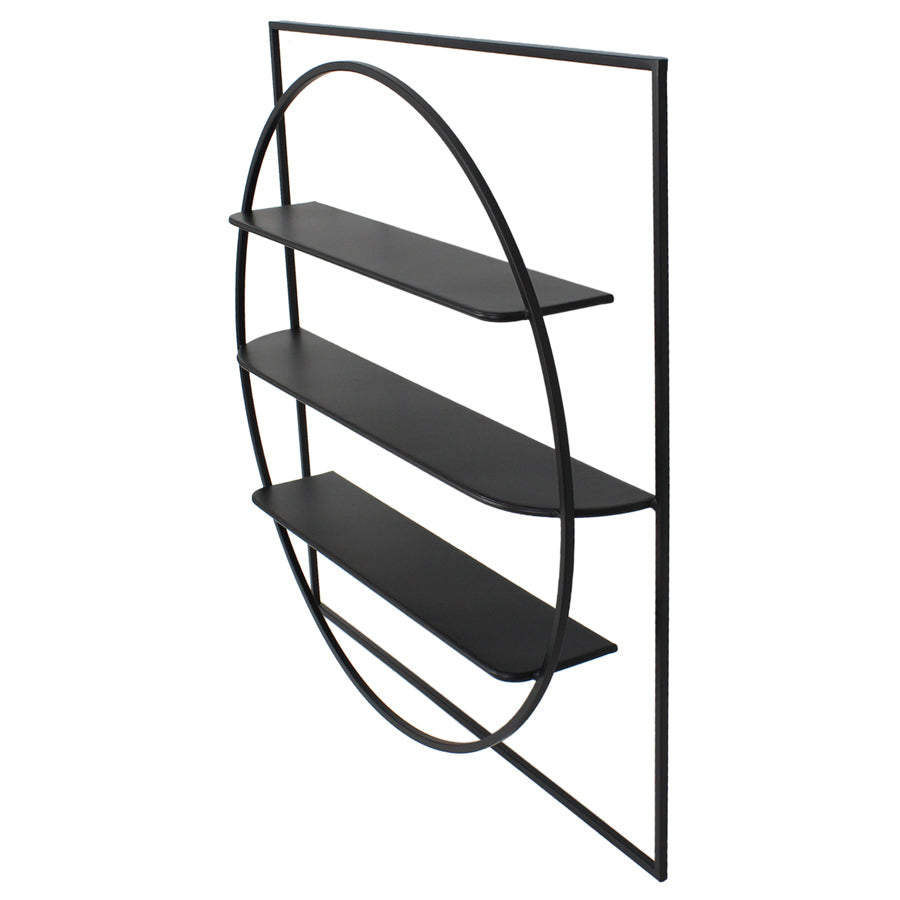 Willow &amp; Silk Metal 80x13.5cm Black 3-Tier Wall Hanging Indoor Shelf