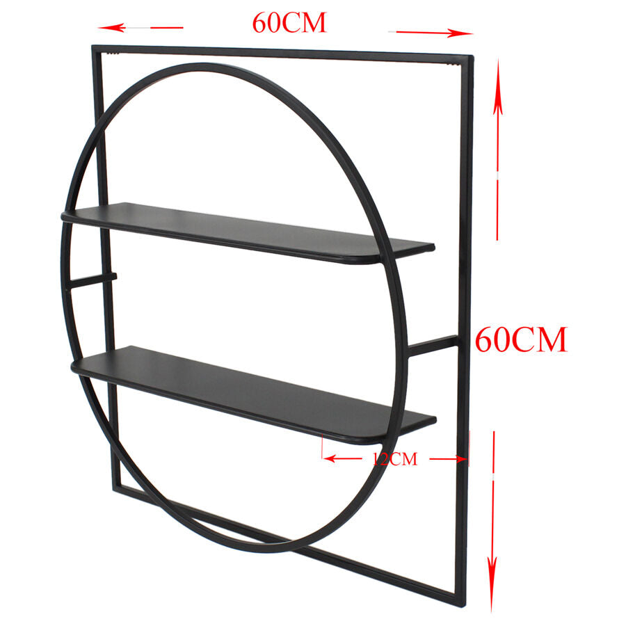Willow &amp; Silk Metal 60x12cm Black 2-Tier Hanging Wall Shelf/Organiser