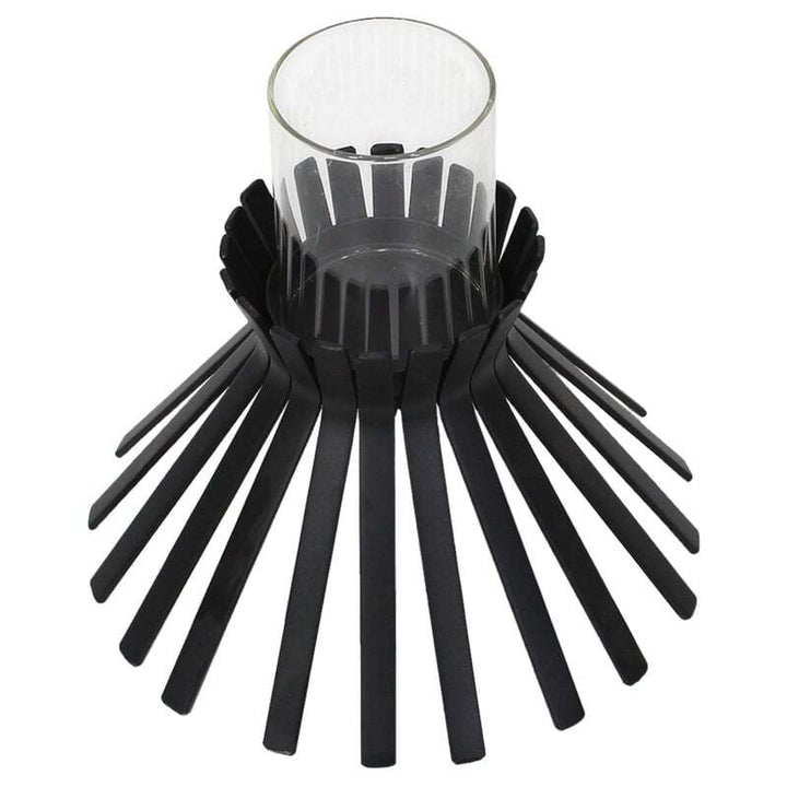 Willow &amp; Silk Metal Slatted Black Sticks Candle holder