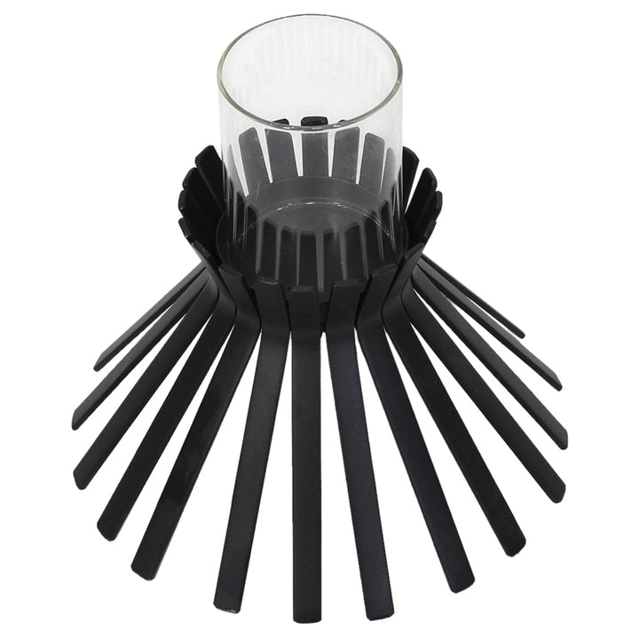 Willow &amp; Silk Metal Slatted Black Sticks Candle holder
