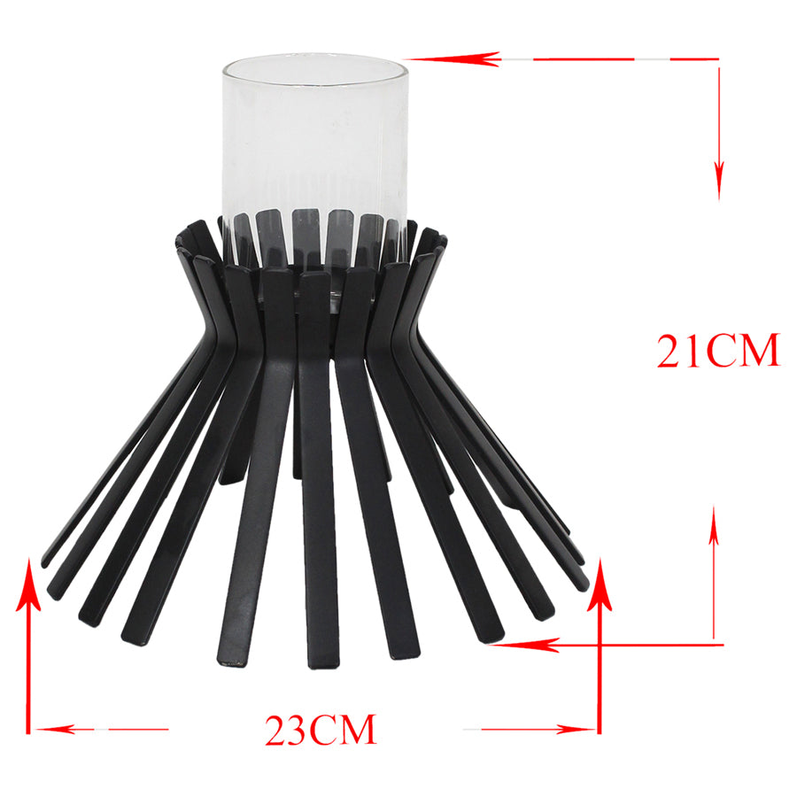 Willow &amp; Silk Metal Slatted Black Sticks Candle holder