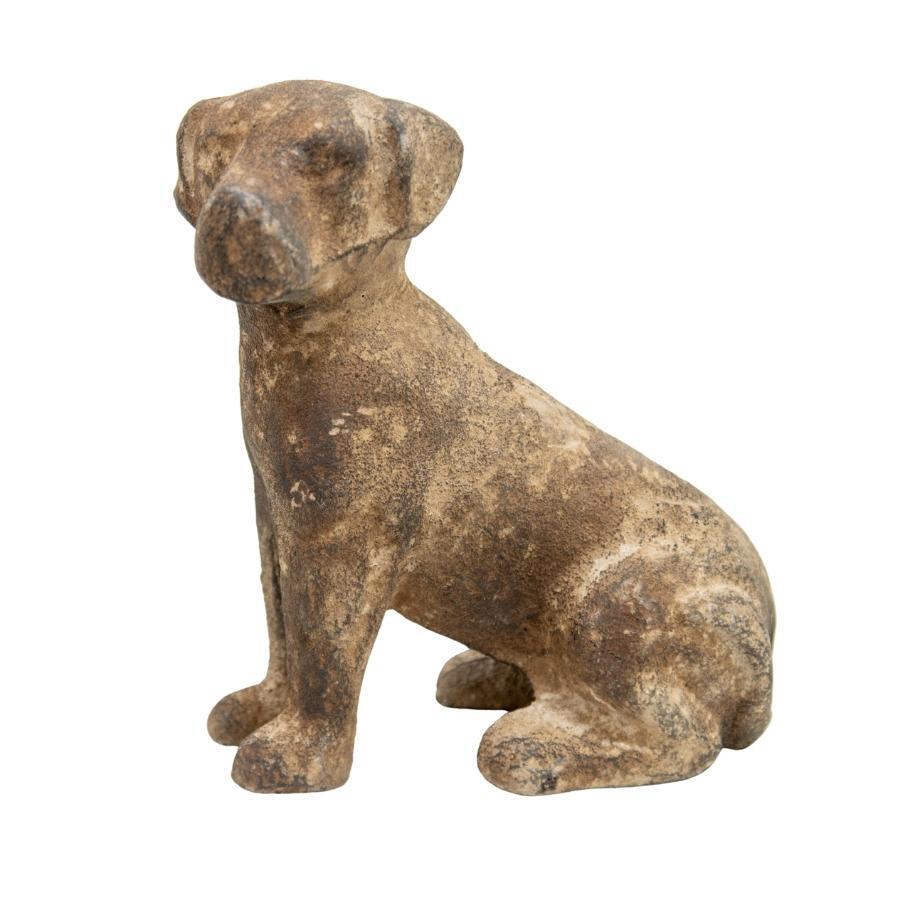 Willow &amp; Silk Brown Sitting Dog Cast Iron 13.5cm Animal Figurine