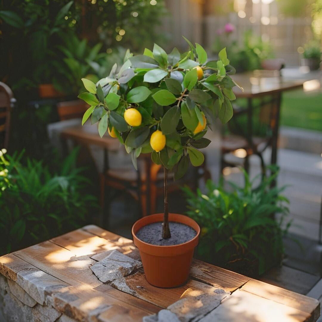 Willow &amp; Silk 43cm Potted Artificial Lemon Tree/Citrus Charm Pottery