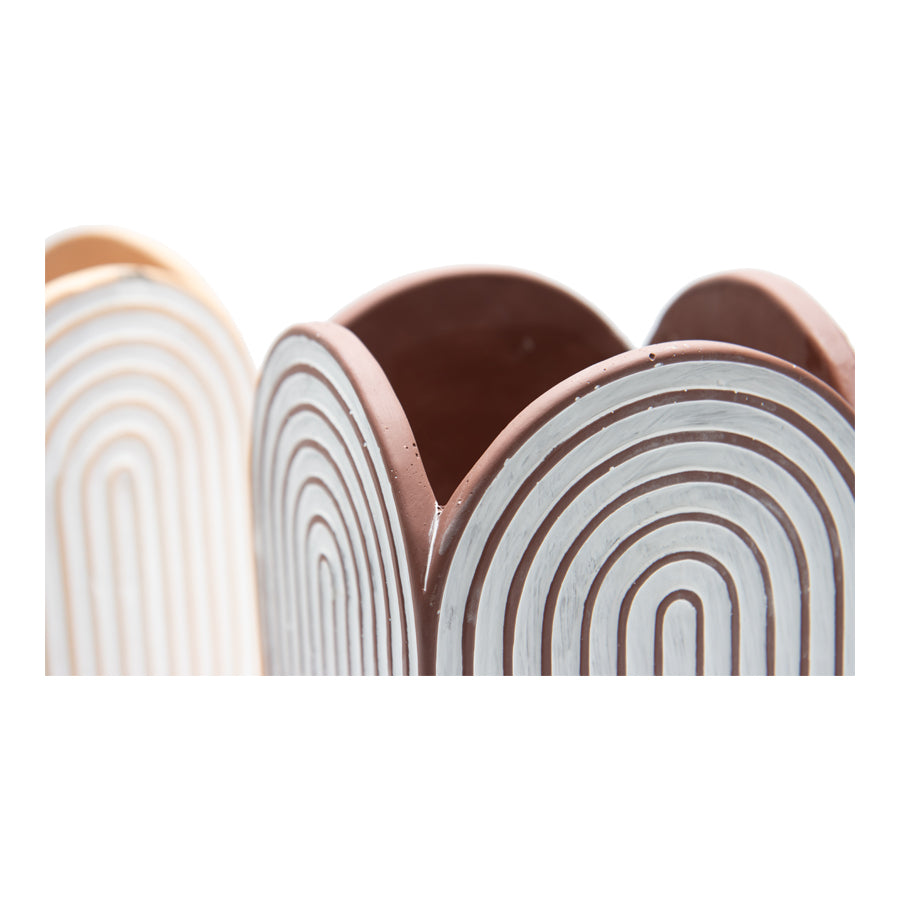 Willow &amp; Silk Set of 2 White Arch Square 17cm Cement Pot/Planters