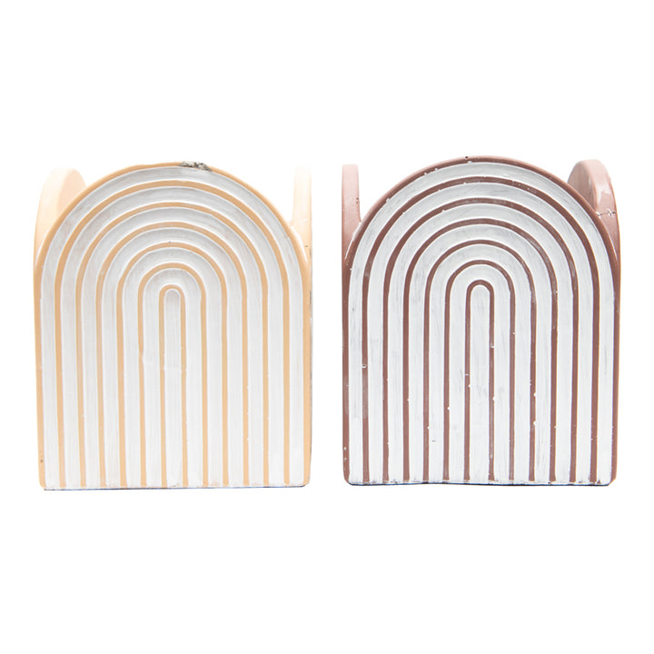 Willow &amp; Silk Set of 2 White Arch Square 17cm Cement Pot/Planters