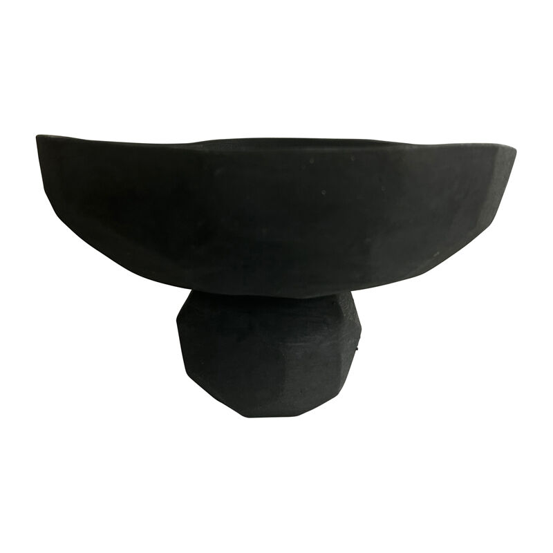 Willow &amp; Silk Cement 23cm Contemporary Black Footed Serving Table Bowl