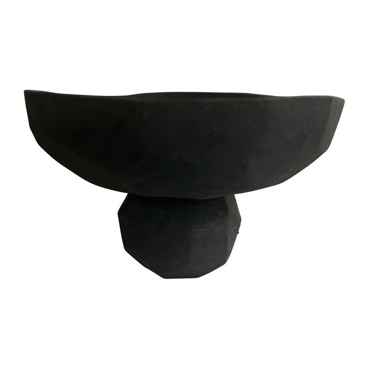 Willow &amp; Silk Cement 23cm Contemporary Black Footed Serving Table Bowl
