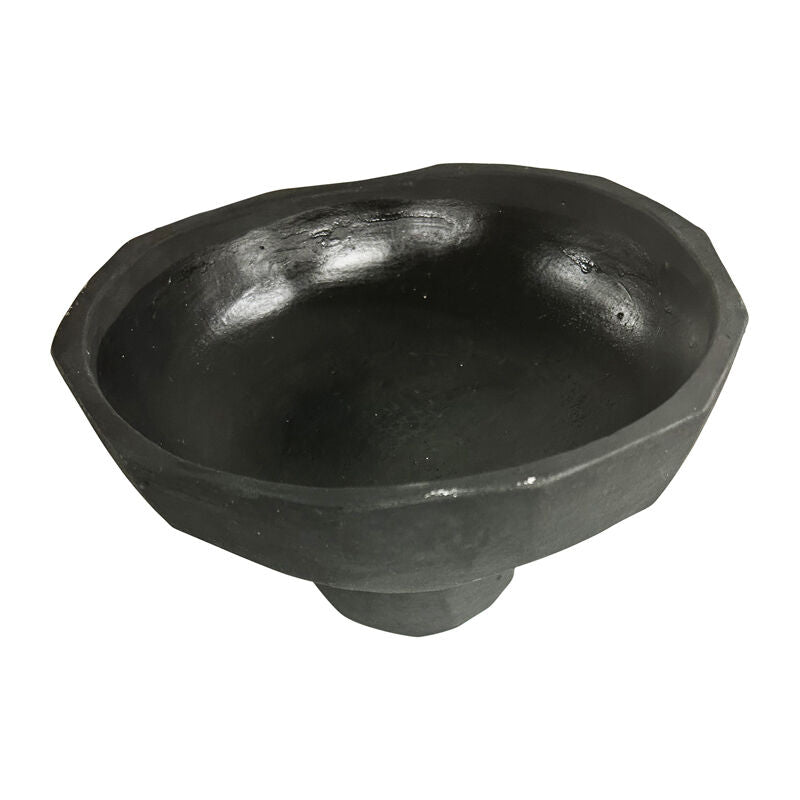 Willow &amp; Silk Cement 23cm Contemporary Black Footed Serving Table Bowl