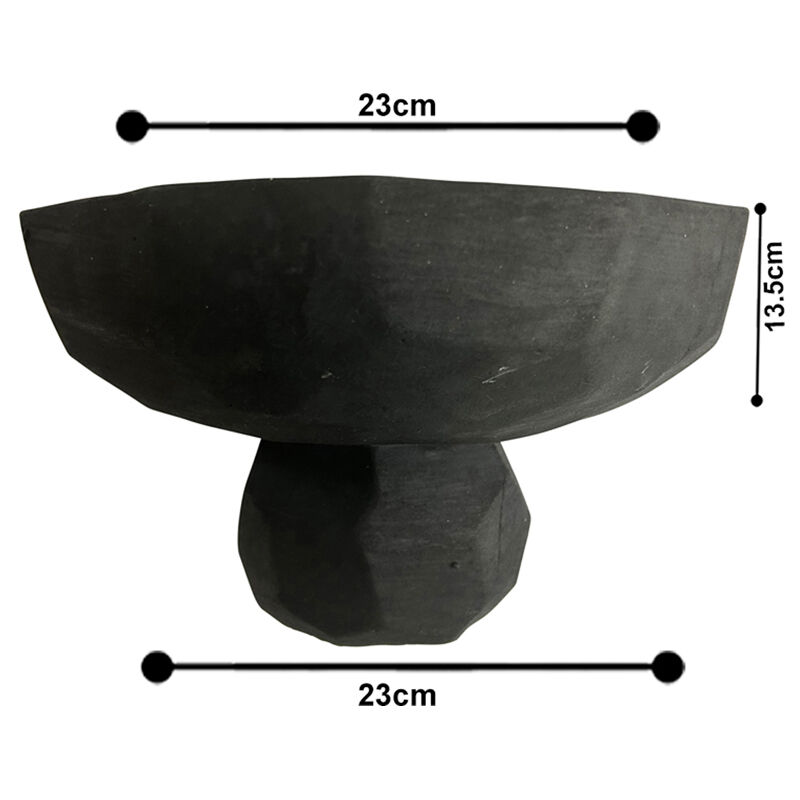 Willow &amp; Silk Cement 23cm Contemporary Black Footed Serving Table Bowl