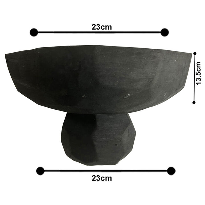 Willow &amp; Silk Cement 23cm Contemporary Black Footed Serving Table Bowl