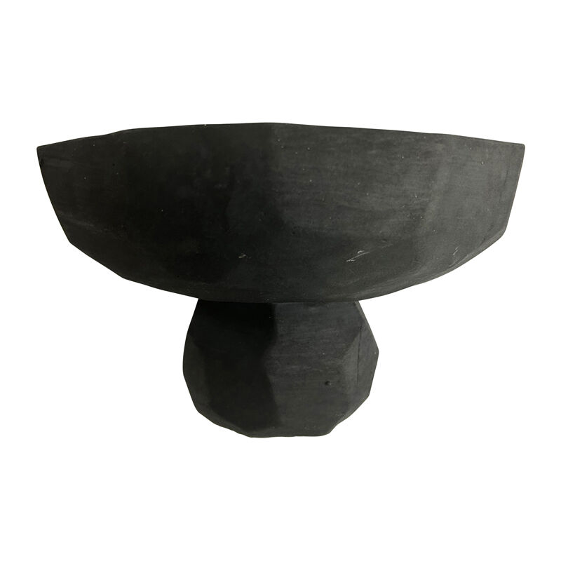 Willow &amp; Silk Cement 23cm Contemporary Black Footed Serving Table Bowl
